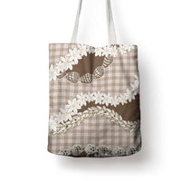 Brown Hawaii Tiare and Shell Lei Tote Bag Hawaiian Palaka Luxury Vibes - Polynesian Pride