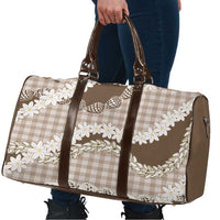 Brown Hawaii Tiare and Shell Lei Travel Bag Hawaiian Palaka Luxury Vibes - Polynesian Pride