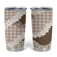 Brown Hawaii Tiare and Shell Lei Tumbler Cup Hawaiian Palaka Luxury Vibes - Polynesian Pride