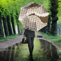 Brown Hawaii Tiare and Shell Lei Umbrella Hawaiian Palaka Luxury Vibes LT14 - Polynesian Pride