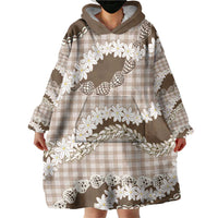 Brown Hawaii Tiare and Shell Lei Wearable Blanket Hoodie Hawaiian Palaka Luxury Vibes LT14 - Polynesian Pride