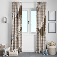 Brown Hawaii Tiare and Shell Lei Window Curtain Hawaiian Palaka Luxury Vibes - Polynesian Pride