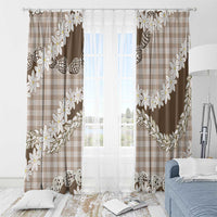 Brown Hawaii Tiare and Shell Lei Window Curtain Hawaiian Palaka Luxury Vibes - Polynesian Pride