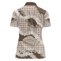 Brown Hawaii Tiare and Shell Lei Women Polo Shirt Hawaiian Palaka Luxury Vibes - Polynesian Pride