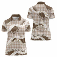 Brown Hawaii Tiare and Shell Lei Women Polo Shirt Hawaiian Palaka Luxury Vibes - Polynesian Pride