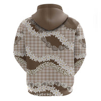 Brown Hawaii Tiare and Shell Lei Zip Hoodie Hawaiian Palaka Luxury Vibes LT14 - Polynesian Pride