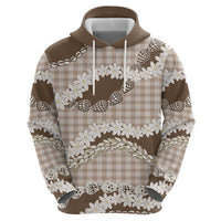 Brown Hawaii Tiare and Shell Lei Zip Hoodie Hawaiian Palaka Luxury Vibes LT14 - Polynesian Pride