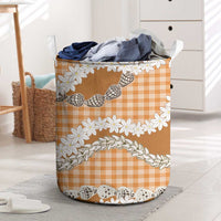 Orange Hawaii Tiare and Shell Lei Laundry Basket Hawaiian Palaka Luxury Vibes LT14 Orange - Polynesian Pride