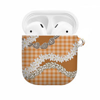 Orange Hawaii Tiare and Shell Lei AirPods Case Hawaiian Palaka Luxury Vibes LT14 Orange - Polynesian Pride