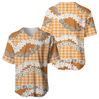 Orange Hawaii Tiare and Shell Lei Baseball Jersey Hawaiian Palaka Luxury Vibes LT14 - Polynesian Pride