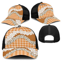 Orange Hawaii Tiare and Shell Lei Baseball Net Cap Hawaiian Palaka Luxury Vibes LT14 - Polynesian Pride