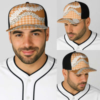 Orange Hawaii Tiare and Shell Lei Baseball Net Cap Hawaiian Palaka Luxury Vibes LT14 - Polynesian Pride