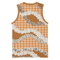 Orange Hawaii Tiare and Shell Lei Basketball Jersey Hawaiian Palaka Luxury Vibes LT14 - Polynesian Pride