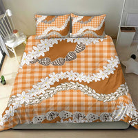 Orange Hawaii Tiare and Shell Lei Bedding Set Hawaiian Palaka Luxury Vibes - Polynesian Pride