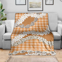Orange Hawaii Tiare and Shell Lei Blanket Hawaiian Palaka Luxury Vibes - Polynesian Pride