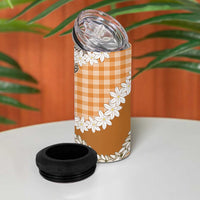 Orange Hawaii Tiare and Shell Lei 4 in 1 Can Cooler Tumbler Hawaiian Palaka Luxury Vibes - Polynesian Pride