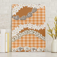 Orange Hawaii Tiare and Shell Lei Canvas Wall Art Hawaiian Palaka Luxury Vibes LT14 Without Frame Orange - Polynesian Pride