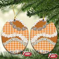 Orange Hawaii Tiare and Shell Lei Ceramic Ornament Hawaiian Palaka Luxury Vibes - Polynesian Pride