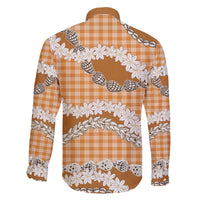 Orange Hawaii Tiare and Shell Lei Family Matching Off The Shoulder Long Sleeve Dress and Hawaiian Shirt Hawaiian Palaka Luxury Vibes - Polynesian Pride