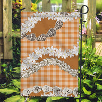 Orange Hawaii Tiare and Shell Lei Garden Flag Hawaiian Palaka Luxury Vibes - Polynesian Pride