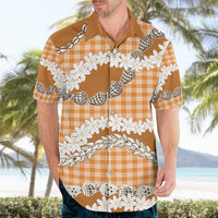 Orange Hawaii Tiare and Shell Lei Hawaiian Shirt Hawaiian Palaka Luxury Vibes LT14 - Polynesian Pride