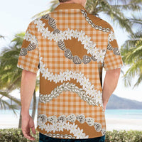 Orange Hawaii Tiare and Shell Lei Hawaiian Shirt Hawaiian Palaka Luxury Vibes LT14 - Polynesian Pride