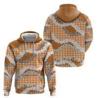 Orange Hawaii Tiare and Shell Lei Hoodie Hawaiian Palaka Luxury Vibes - Polynesian Pride
