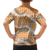 Orange Hawaii Tiare and Shell Lei Kid Hawaiian Shirt Hawaiian Palaka Luxury Vibes LT14 - Polynesian Pride