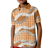Orange Hawaii Tiare and Shell Lei Kid Polo Shirt Hawaiian Palaka Luxury Vibes LT14 Kid Orange - Polynesian Pride