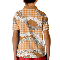 Orange Hawaii Tiare and Shell Lei Kid Polo Shirt Hawaiian Palaka Luxury Vibes LT14 - Polynesian Pride