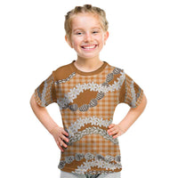 Orange Hawaii Tiare and Shell Lei Kid T Shirt Hawaiian Palaka Luxury Vibes - Polynesian Pride