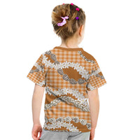Orange Hawaii Tiare and Shell Lei Kid T Shirt Hawaiian Palaka Luxury Vibes - Polynesian Pride