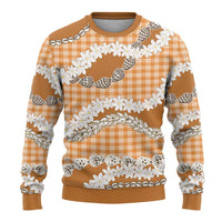 Orange Hawaii Tiare and Shell Lei Ugly Christmas Sweater Hawaiian Palaka Luxury Vibes - Polynesian Pride