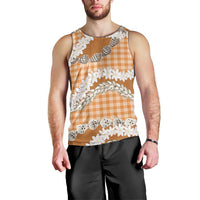 Orange Hawaii Tiare and Shell Lei Men Tank Top Hawaiian Palaka Luxury Vibes LT14 - Polynesian Pride