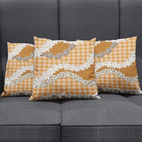 Orange Hawaii Tiare and Shell Lei Pillow Cover Hawaiian Palaka Luxury Vibes - Polynesian Pride