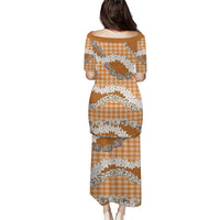 Orange Hawaii Tiare and Shell Lei Puletasi Hawaiian Palaka Luxury Vibes LT14 - Polynesian Pride