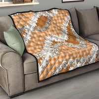 Orange Hawaii Tiare and Shell Lei Quilt Hawaiian Palaka Luxury Vibes - Polynesian Pride