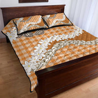 Orange Hawaii Tiare and Shell Lei Quilt Bed Set Hawaiian Palaka Luxury Vibes - Polynesian Pride