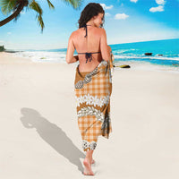 Orange Hawaii Tiare and Shell Lei Sarong Hawaiian Palaka Luxury Vibes - Polynesian Pride
