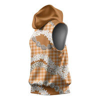Orange Hawaii Tiare and Shell Lei Sleeveless Hoodie Hawaiian Palaka Luxury Vibes LT14 - Polynesian Pride