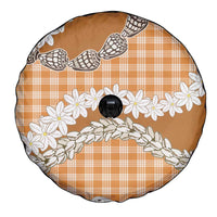 Orange Hawaii Tiare and Shell Lei Spare Tire Cover Hawaiian Palaka Luxury Vibes - Polynesian Pride