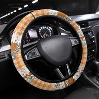 Orange Hawaii Tiare and Shell Lei Steering Wheel Cover Hawaiian Palaka Luxury Vibes - Polynesian Pride