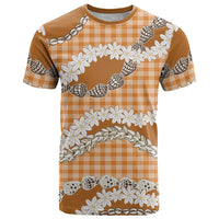Orange Hawaii Tiare and Shell Lei T Shirt Hawaiian Palaka Luxury Vibes LT14 Orange - Polynesian Pride