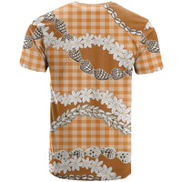 Orange Hawaii Tiare and Shell Lei T Shirt Hawaiian Palaka Luxury Vibes LT14 - Polynesian Pride