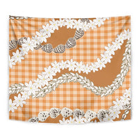 Orange Hawaii Tiare and Shell Lei Tapestry Hawaiian Palaka Luxury Vibes - Polynesian Pride