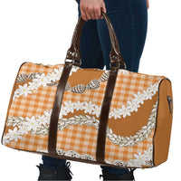 Orange Hawaii Tiare and Shell Lei Travel Bag Hawaiian Palaka Luxury Vibes - Polynesian Pride