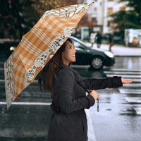 Orange Hawaii Tiare and Shell Lei Umbrella Hawaiian Palaka Luxury Vibes LT14 - Polynesian Pride
