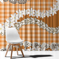 Orange Hawaii Tiare and Shell Lei Window Curtain Hawaiian Palaka Luxury Vibes - Polynesian Pride
