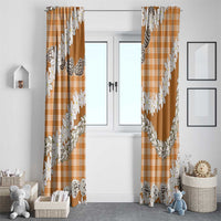 Orange Hawaii Tiare and Shell Lei Window Curtain Hawaiian Palaka Luxury Vibes - Polynesian Pride