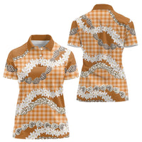 Orange Hawaii Tiare and Shell Lei Women Polo Shirt Hawaiian Palaka Luxury Vibes LT14 - Polynesian Pride